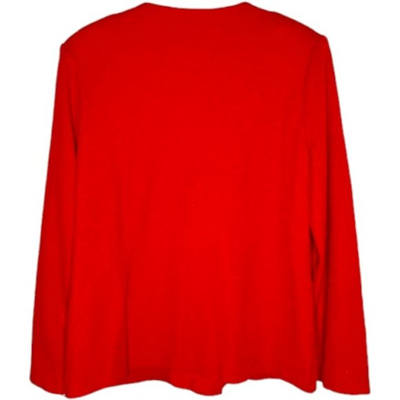 Misook Sparkly Mid-Hip Knit Blazer Pockets - Red - XL* - Picture 6 of 10